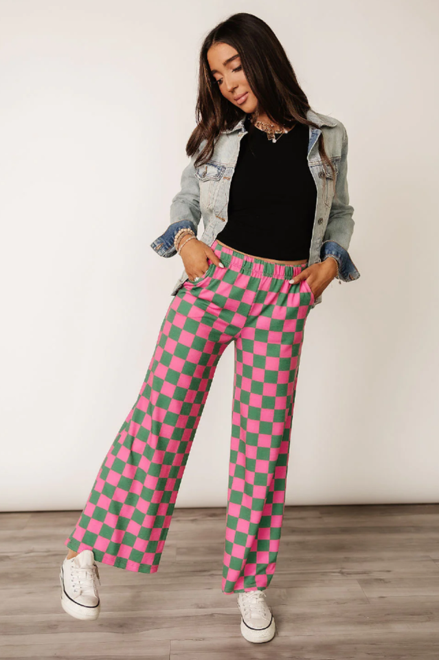 Pep Talk Checker Knit Pants | Dress In Beauty