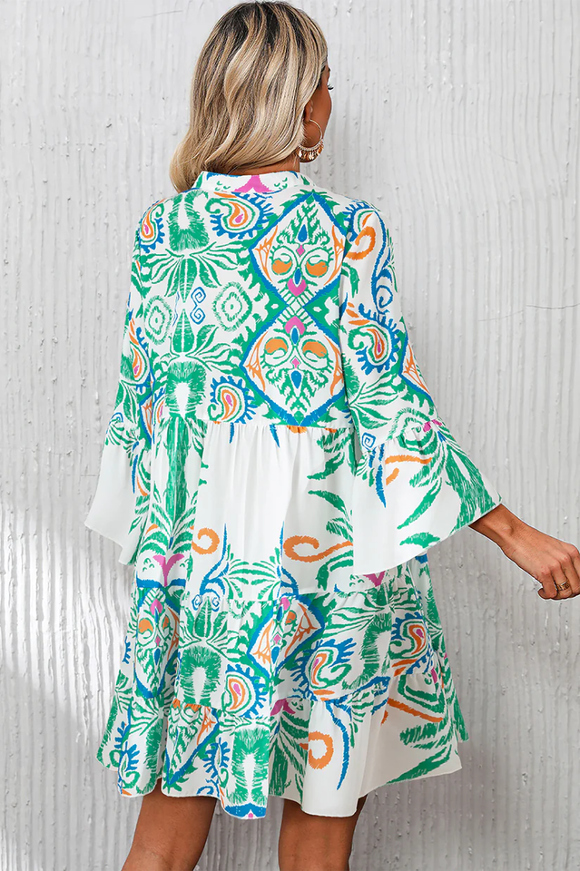 Tribal Bracelet Sleeve Buttoned Mini Dress | Dress In Beauty