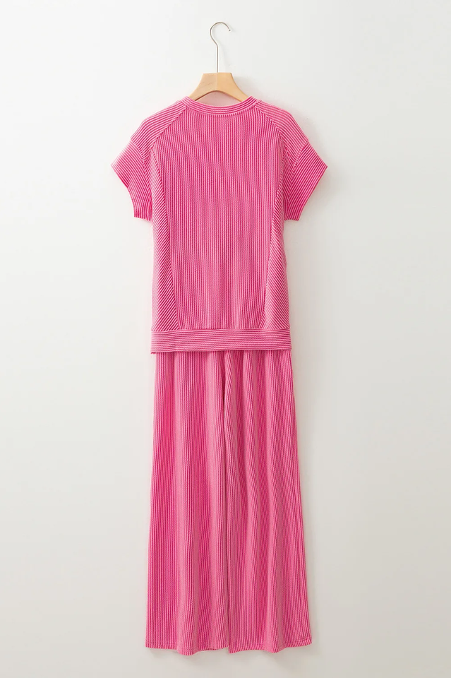 Knit Short Sleeve T Shirt + Pants Set | Dress In Beauty