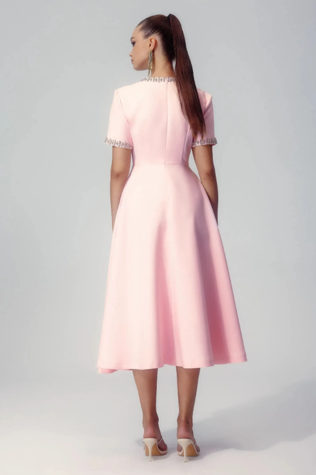 Zoe Bowknot Crystal-Embellished Midi Dress | Dress In Beauty