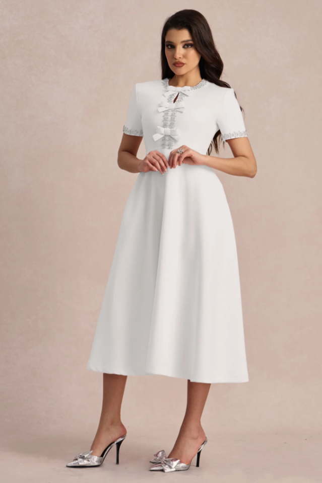 Zoe Bowknot Crystal-Embellished Midi Dress | Dress In Beauty