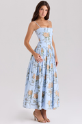 Vintage Rose Print Cotton Midi Sundress | Dress In Beauty