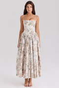 Vintage Rose Print Cotton Midi Sundress | Dress In Beauty