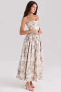 Vintage Rose Print Cotton Midi Sundress | Dress In Beauty