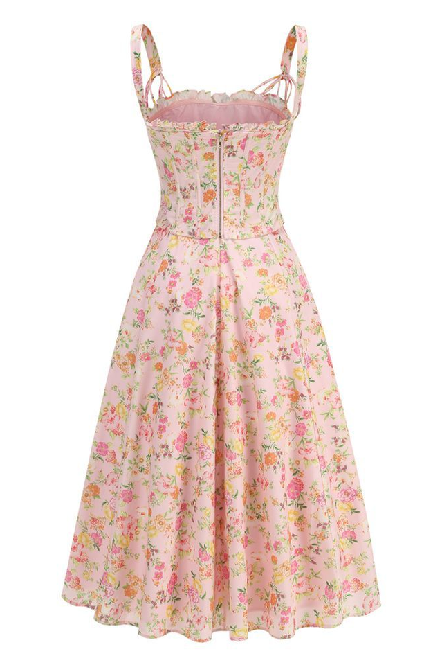 Clarabelle Pink Meadow Print Cotton Sundress | Dress In Beauty