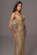 Gold Draped Metallic Maxi Dress | Dress In Beauty