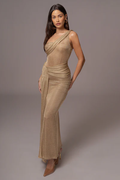 Gold Draped Metallic Maxi Dress | Dress In Beauty