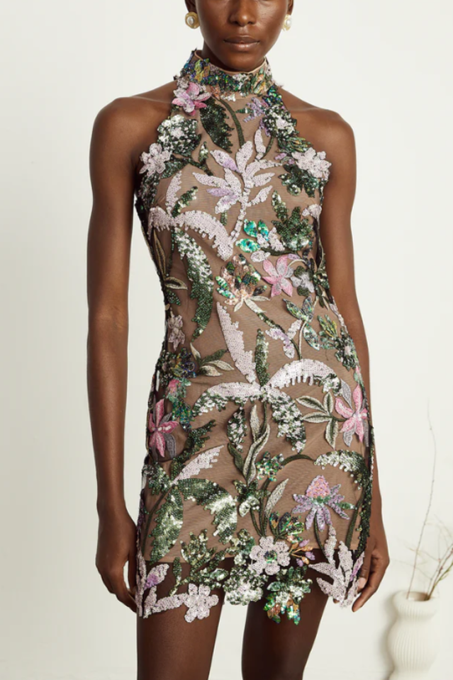 Tropical Floral Embroidered Mini Dress | Dress In Beauty