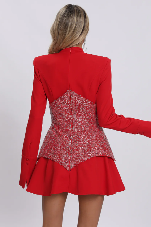 Keilani Red Long Sleeve Mini Dress | Dress In Beauty