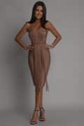 Strapless Sleeveless Tassels Midi Bandage Dress | Dress In Beauty