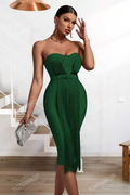 Strapless Sleeveless Tassels Midi Bandage Dress | Dress In Beauty