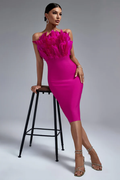Parry Feather Strapless Midi Bandage Dress | Dress In Beauty
