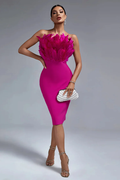 Parry Feather Strapless Midi Bandage Dress | Dress In Beauty