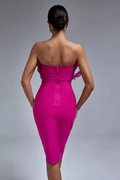 Parry Feather Strapless Midi Bandage Dress | Dress In Beauty