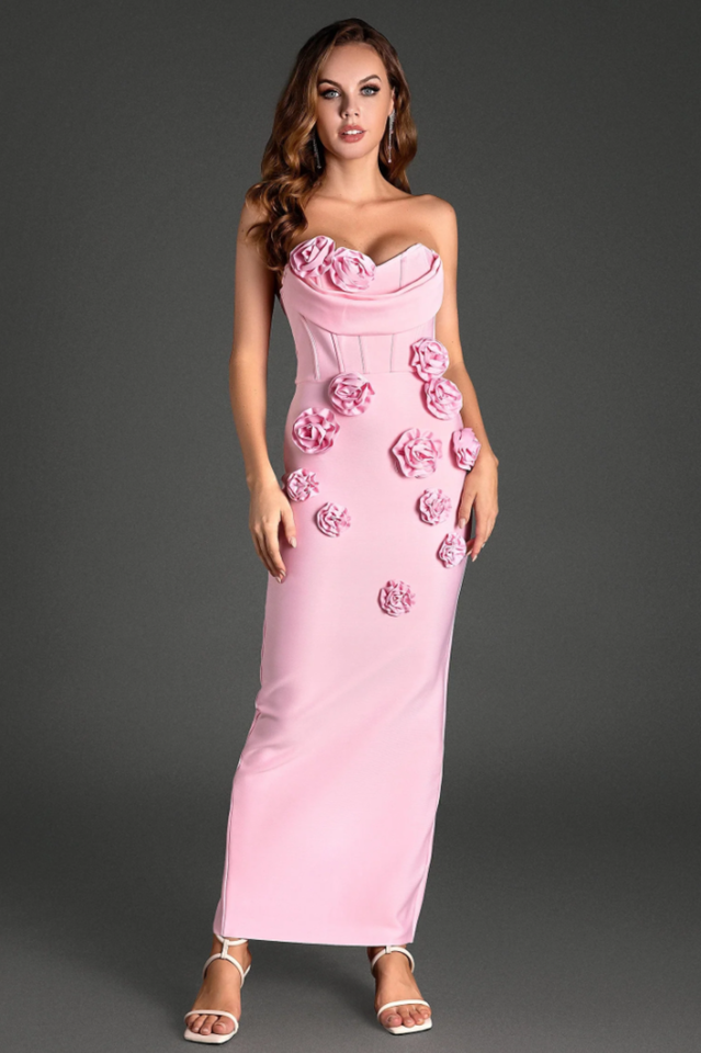 Marwond Corset Strapless 3D Floral Dress | Dress In Beauty