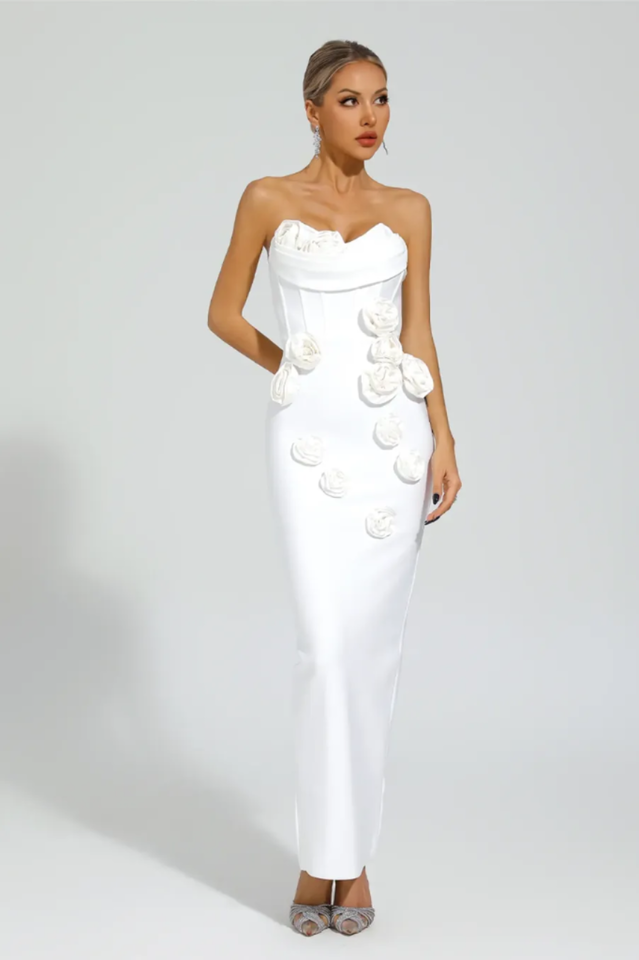 Marwond Corset Strapless 3D Floral Dress | Dress In Beauty