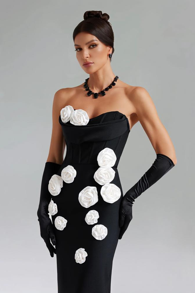 Marwond Corset Strapless 3D Floral Dress | Dress In Beauty