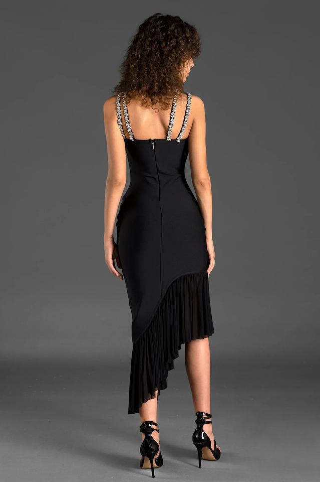 Nicolou Rhinestone Bandage Ruffle Dress | Dress In Beauty