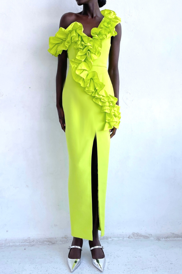 One Shoulder Ruffle Maxi Dress | Dress In Beauty