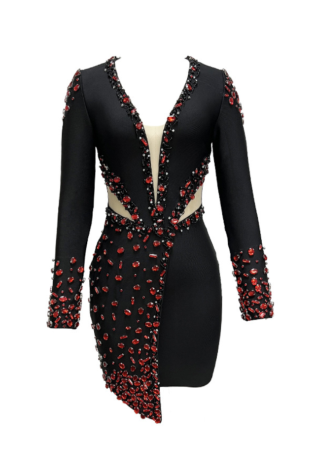 Taylor Asymmetrical Crystal Bandage Mini Dress | Dress In Beauty