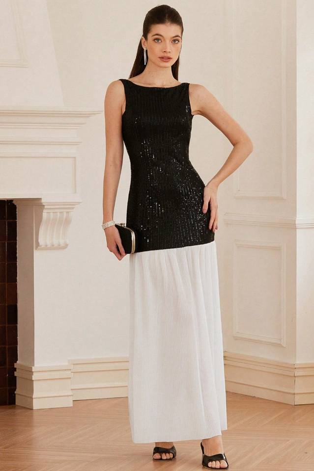 Gabrielle Patchwork Backless Maxi Dress | Dress In Beauty