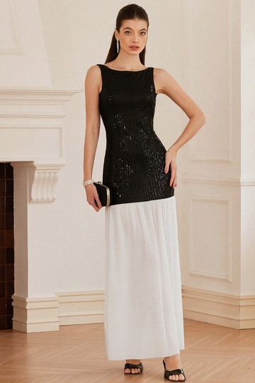 Gabrielle Patchwork Backless Maxi Dress | Dress In Beauty