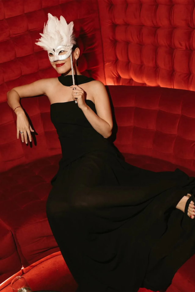 Florence Asymmetrical Chiffon Maxi Dress with Scarf | Dress In Beauty