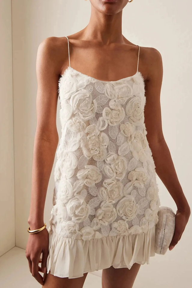 Beverly Floral Applique Pleated Mini Dress | Dress In Beauty