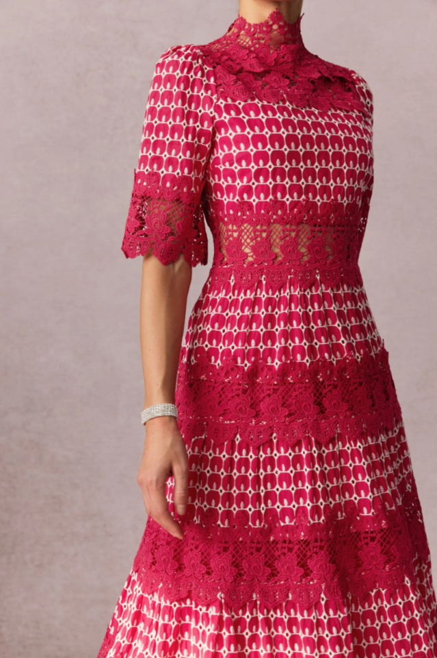 Sabrina Embroidered Lace Midi Dress | Dress In Beauty