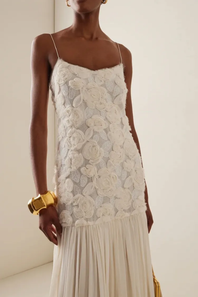 Andrea Floral Applique Pleated Maxi Dress | Dress In Beauty