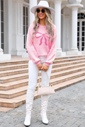 Ribbon Bowknot Pattern Jacquard Knit Sweater | Dress In Beauty