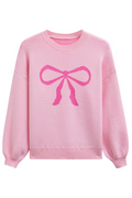 Ribbon Bowknot Pattern Jacquard Knit Sweater | Dress In Beauty