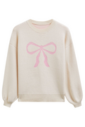 Ribbon Bowknot Pattern Jacquard Knit Sweater | Dress In Beauty