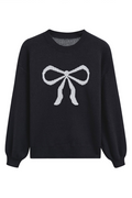 Ribbon Bowknot Pattern Jacquard Knit Sweater | Dress In Beauty