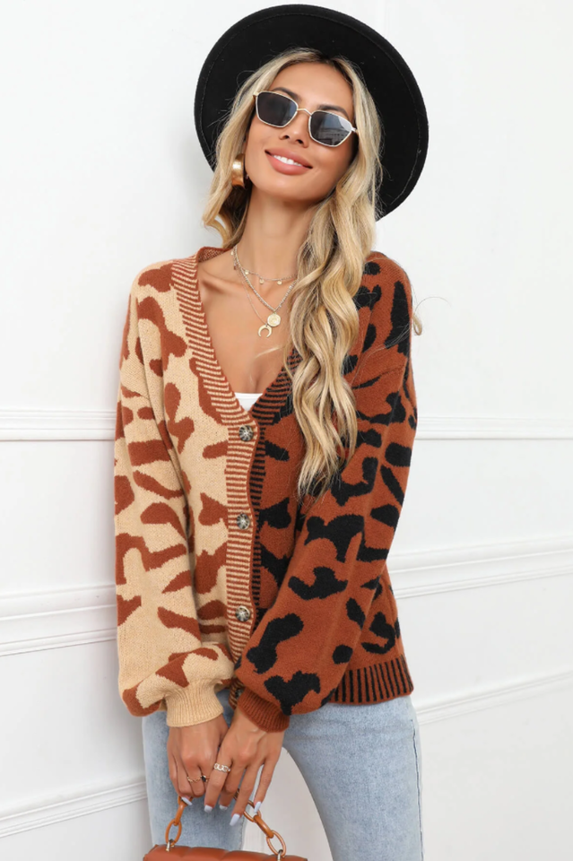 Janelle Leopard Button Up Knit Cardigan | Dress In Beauty