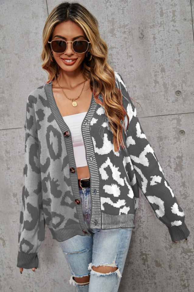 Janelle Leopard Button Up Knit Cardigan | Dress In Beauty