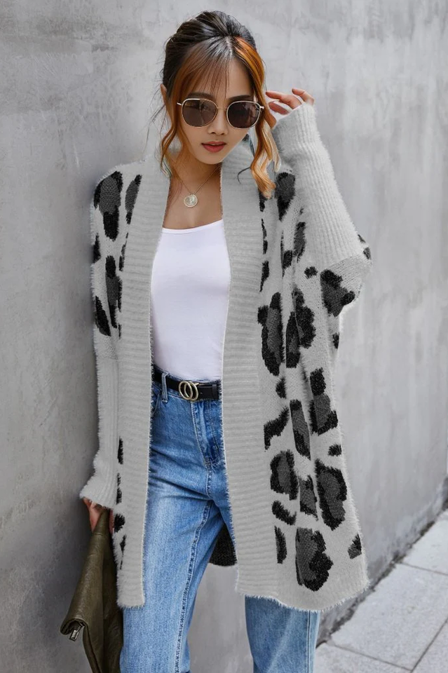 Leopard Pattern Fuzzy Cardigan | Dress In Beauty