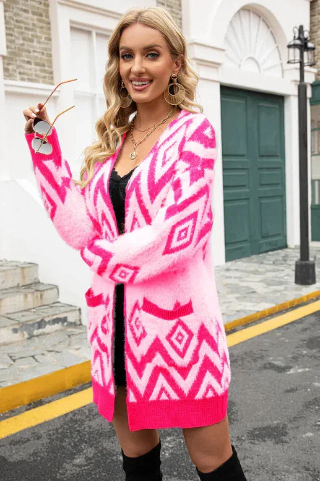 Argyle Longline Cardigan | Women's Knitwear Secondary image