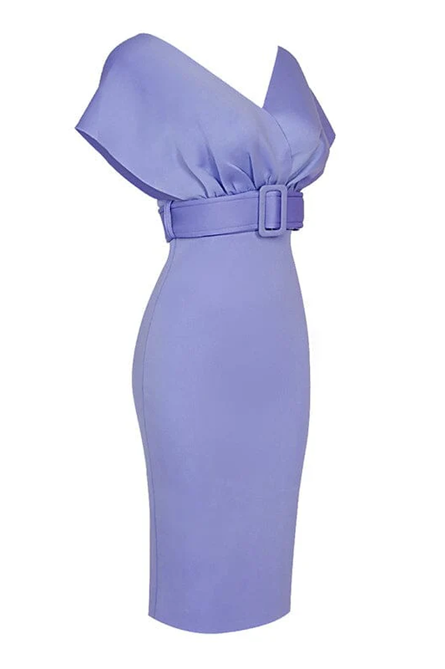 Off The Shoulder Belt Midi Dress | Dress In Beauty