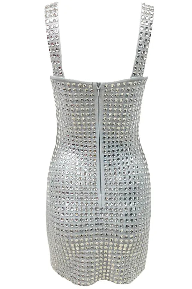 Embellished mini dress with spaghetti straps - View 7 | WEUXS