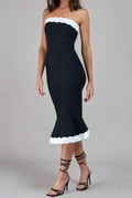 Wavy Trim Fishtail Bandage Midi Dress | Dress In Beauty