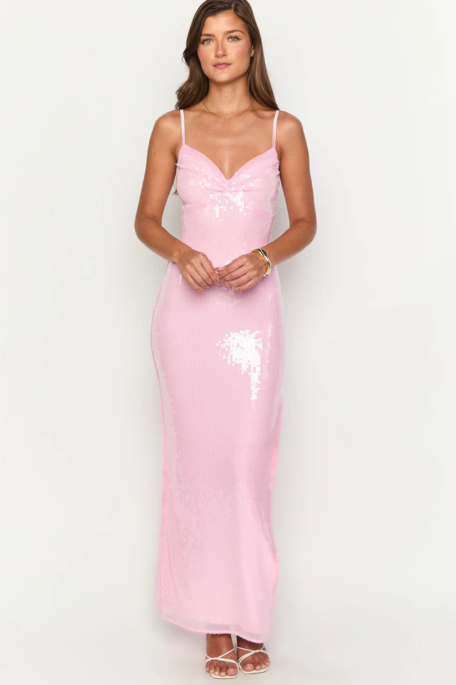 Honey Pink Sequin Maxi Dress | Dress In Beauty