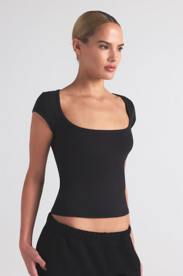 SKIMS Cotton Jersey Scoop Neck T-Shirt | Dress In Beauty