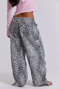Snow Leopard Parachute Pants | Dress In Beauty
