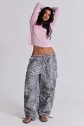 Snow Leopard Parachute Pants | Dress In Beauty