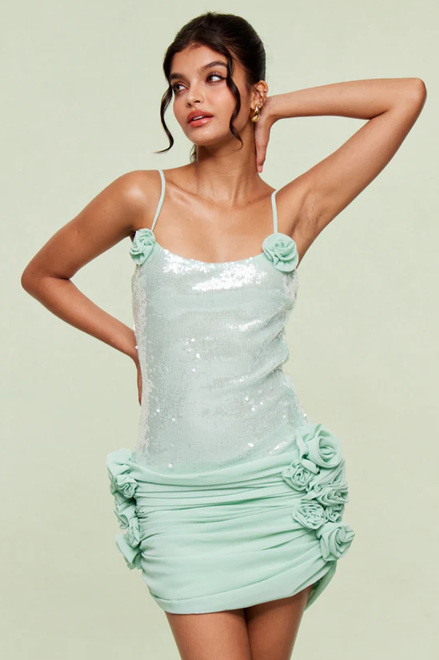 Sequin Floral Draped Corset Dress | Dress In Beauty