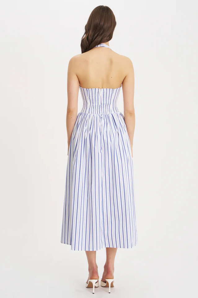 Mackenna Stripe Halter Smock Back Dress | Dress In Beauty