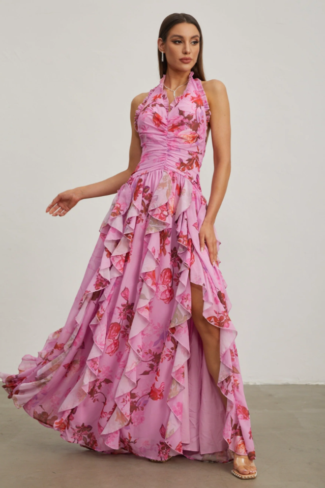 Paloma Ruffled Halter Maxi Dress | Dress In Beauty