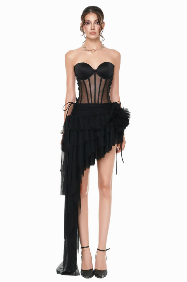 Corset Top & Irregular Mesh Skirt | Dress In Beauty