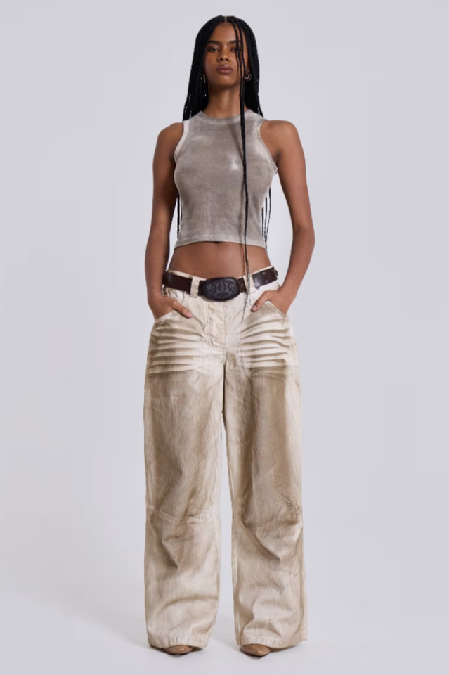 Sand Oil Wash Colossus Jeans | Dress In Beauty